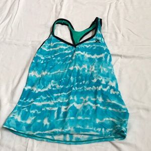 Teal and White Swim Top